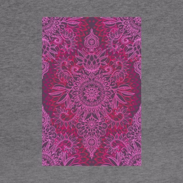 Magenta, Pink & Coral Protea Doodle Pattern by micklyn